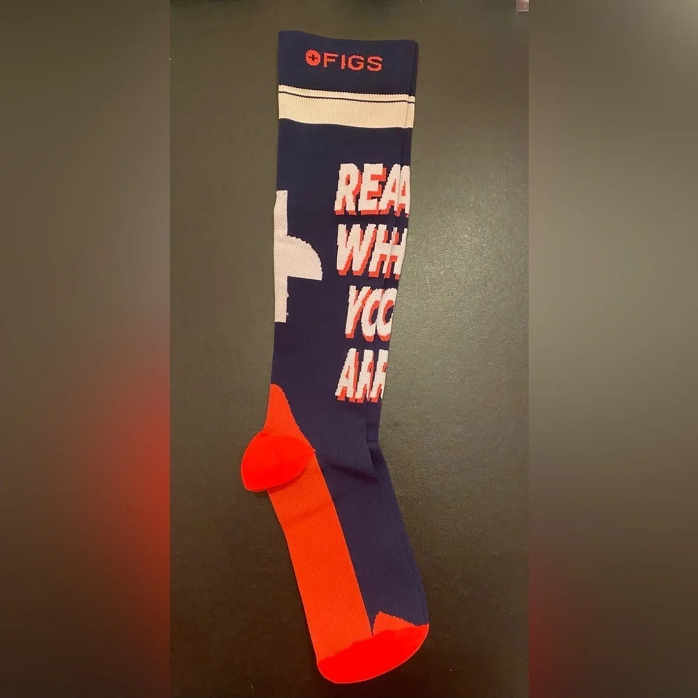 FIGS‎ Compression Socks READY WHEN YOU ARE Navy Blue Size Large NWOT